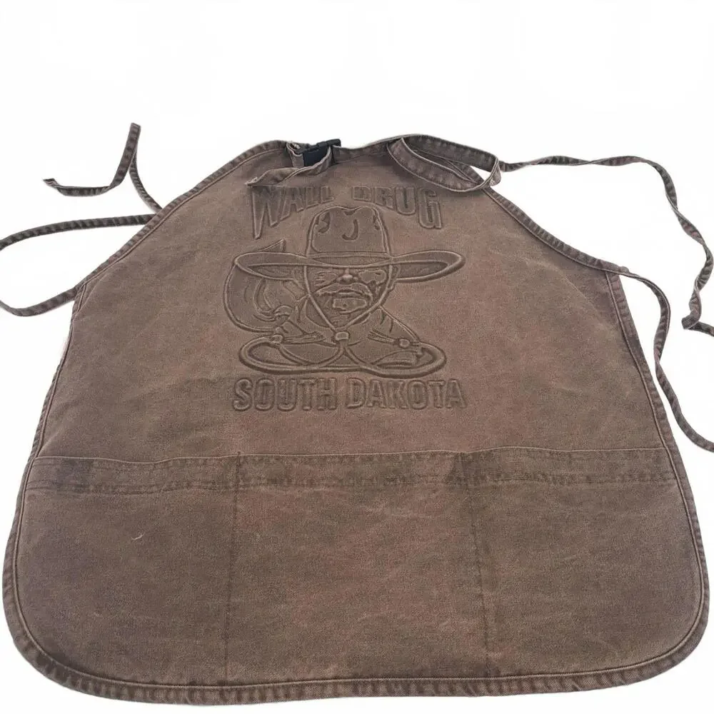 Classic Wall Drug Cowboy‎ Brown Canvas Apron  Made in the USA Pre Owned